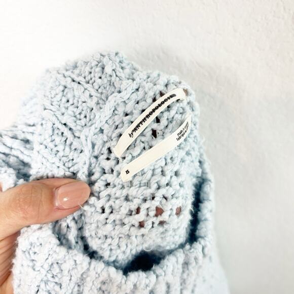 ANTHROPOLOGIE THE NEED IT OVERSIZED MOCK NECK LIGHT BLUE SWEATER SIZE XS - Picture 8 of 8